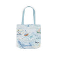 Load image into Gallery viewer, Tote bag with a nautical design featuring boats and a lighthouse on a white background