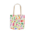 Load image into Gallery viewer, Tote bag with colorful fruit and vegetable pattern on a white background