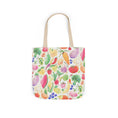 Load image into Gallery viewer, Tote bag with colorful fruit and vegetable pattern on a white background