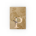 Load image into Gallery viewer, A vintage-style hard-backed journal with a monogram letter 'P' on the cover, surrounded by floral artwork. Vintage Birds Monogram Ruled Hard Cover Journal