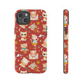 Load image into Gallery viewer, Phone case with cat pattern on a red background