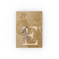Load image into Gallery viewer, A vintage-style hard-backed journal with a floral pattern and the letter 'E' monogrammed on the cover.