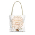 Load image into Gallery viewer, Tote bag with Sagittarius design and personalized name on a white background