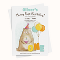 Load image into Gallery viewer, Printable invitation card, digital ecard, beary first birthday