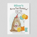 Load image into Gallery viewer, Beary First Birthday Invitation printable and evite