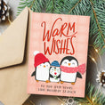 Load image into Gallery viewer, Cute Penguins Warm Wishes Printable Holiday Card