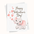 Load image into Gallery viewer, Cute Elephant Blowing Hearts Valentine's Day Printable Card