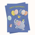 Load image into Gallery viewer, Cute Elephant Bird Hedgehog Birthday Card Printable