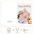 Load image into Gallery viewer, Farm Girl birthday greeting card Printable