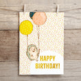 Load image into Gallery viewer, Hedgehog birthday greeting card Printable and Ecard