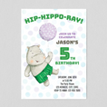 Load image into Gallery viewer, Printable birthday invitation card, digital ecard, custom year happy hippo and balloon