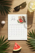 Load image into Gallery viewer, Calendar for July 2026 featuring two kittens with a watermelon.