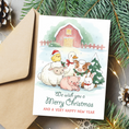 Load image into Gallery viewer, Christmas card with animals and festive text, surrounded by Christmas decorations. Print Card at home.