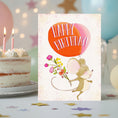 Load image into Gallery viewer, Little Mouse with flowers birthday greeting card
