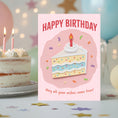 Load image into Gallery viewer, Paper cut art cake birthday greeting card