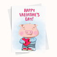 Load image into Gallery viewer, Cute Pig Holding Heart Valentine's Day Printable Card