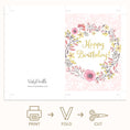 Load image into Gallery viewer, Happy Birthday Floral Wreath Printable Greeting