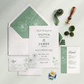 Load image into Gallery viewer, Sage floral line art elegant wedding invitation and ecard