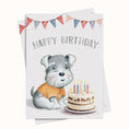 Load image into Gallery viewer, Printable birthday greeting card, digital ecard, schnauzer and cake