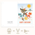 Load image into Gallery viewer, Tiny woodland animals birthday greeting card Printable