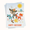 Load image into Gallery viewer, Tiny woodland animals birthday greeting card Printable