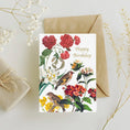 Load image into Gallery viewer, Vintage Birds and flowers Birthday Greeting Card Printable