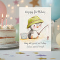 Load image into Gallery viewer, fishing birthday card printable