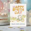 Load image into Gallery viewer, Garden flowers Bike Birthday Greetings Printable card