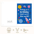 Load image into Gallery viewer, Out of this world space birthday greeting card printable