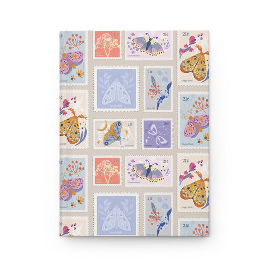 Hardcover Journal Matte Vintage Moth Stamps Pattern
