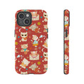 Load image into Gallery viewer, Phone case with cat pattern on a red background
