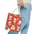 Load image into Gallery viewer, Tote bag with cat pattern held by a person wearing jeans
