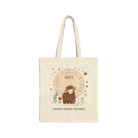Aries Zodiac Sign Canvas Tote Bag