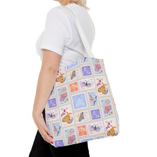 Vintage Moths Stamps Tote Bag