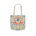 Load image into Gallery viewer, Tote bag with colorful floral and lobster pattern on a white background
