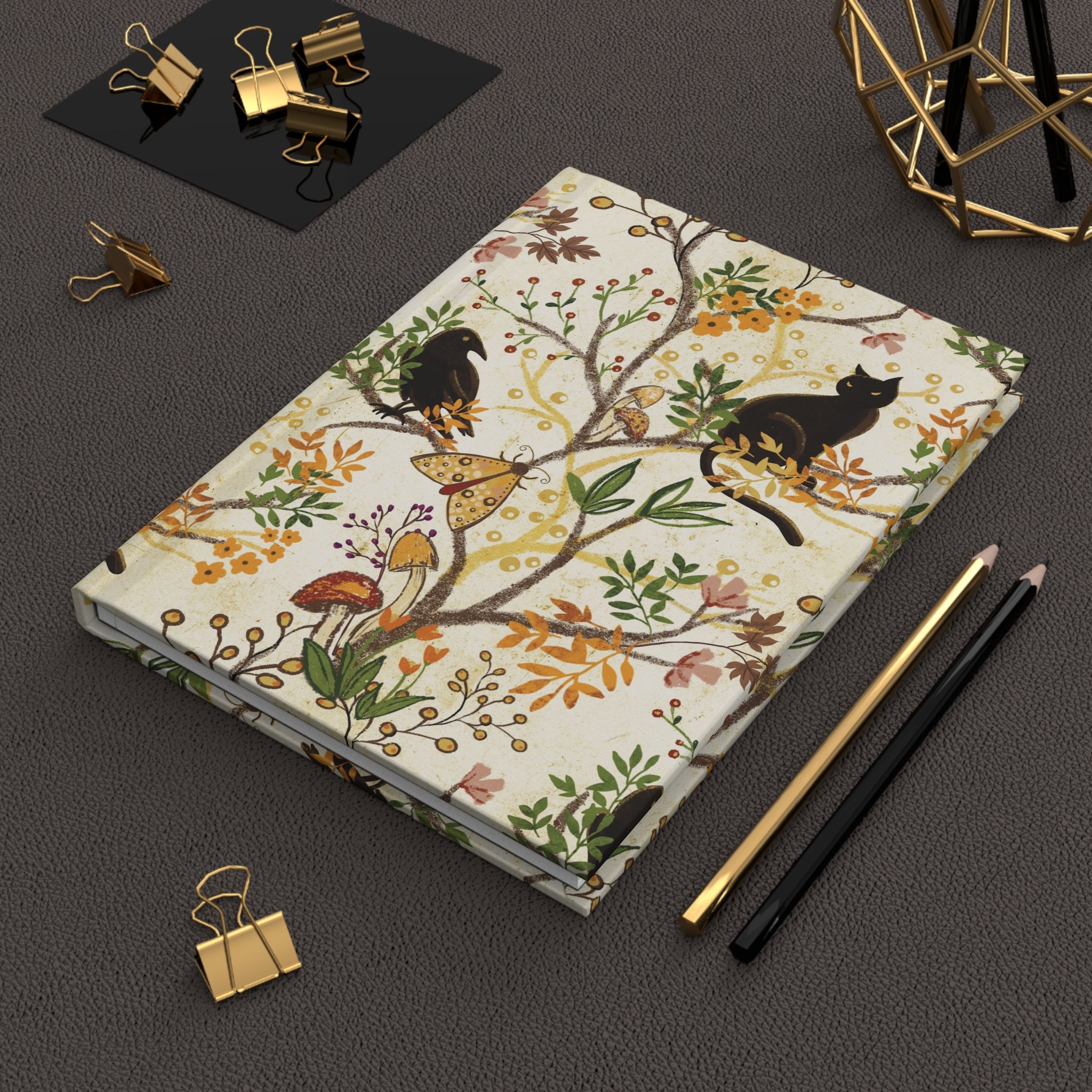 Cat and Raven Spooky Fall Woods Journal