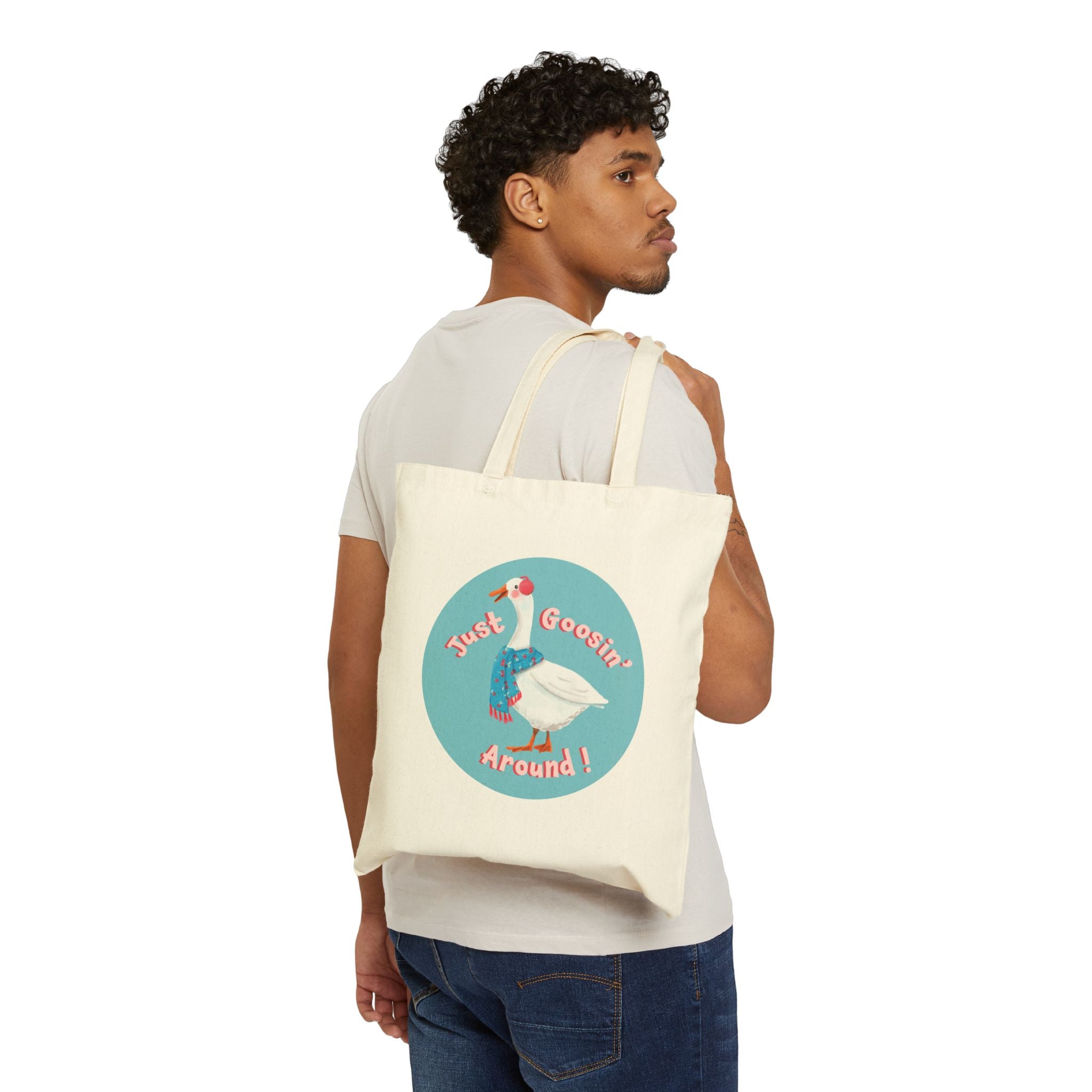 Quirky Canvas Shopping Tote - 'Just Goosin' Around!'