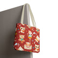 Load image into Gallery viewer, Tote bag with cat pattern on a plain background

