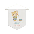 Load image into Gallery viewer, Children's banner with a cat illustration and 'Harrison's Play Room' text on a white background. Custom Name.
