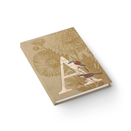 Vintage Birds Monogram Ruled Hard Cover Journal