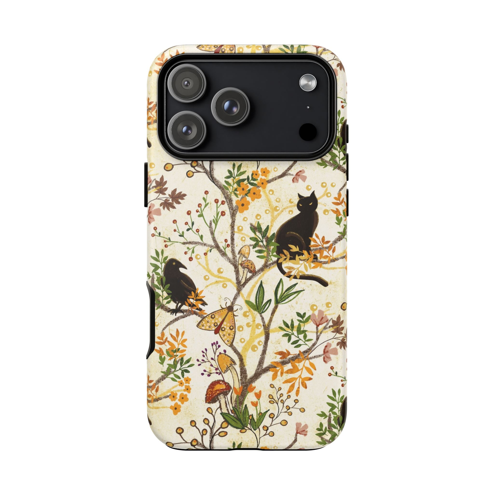 Cat and Raven Spooky Autumn Woods Pattern Phone Case