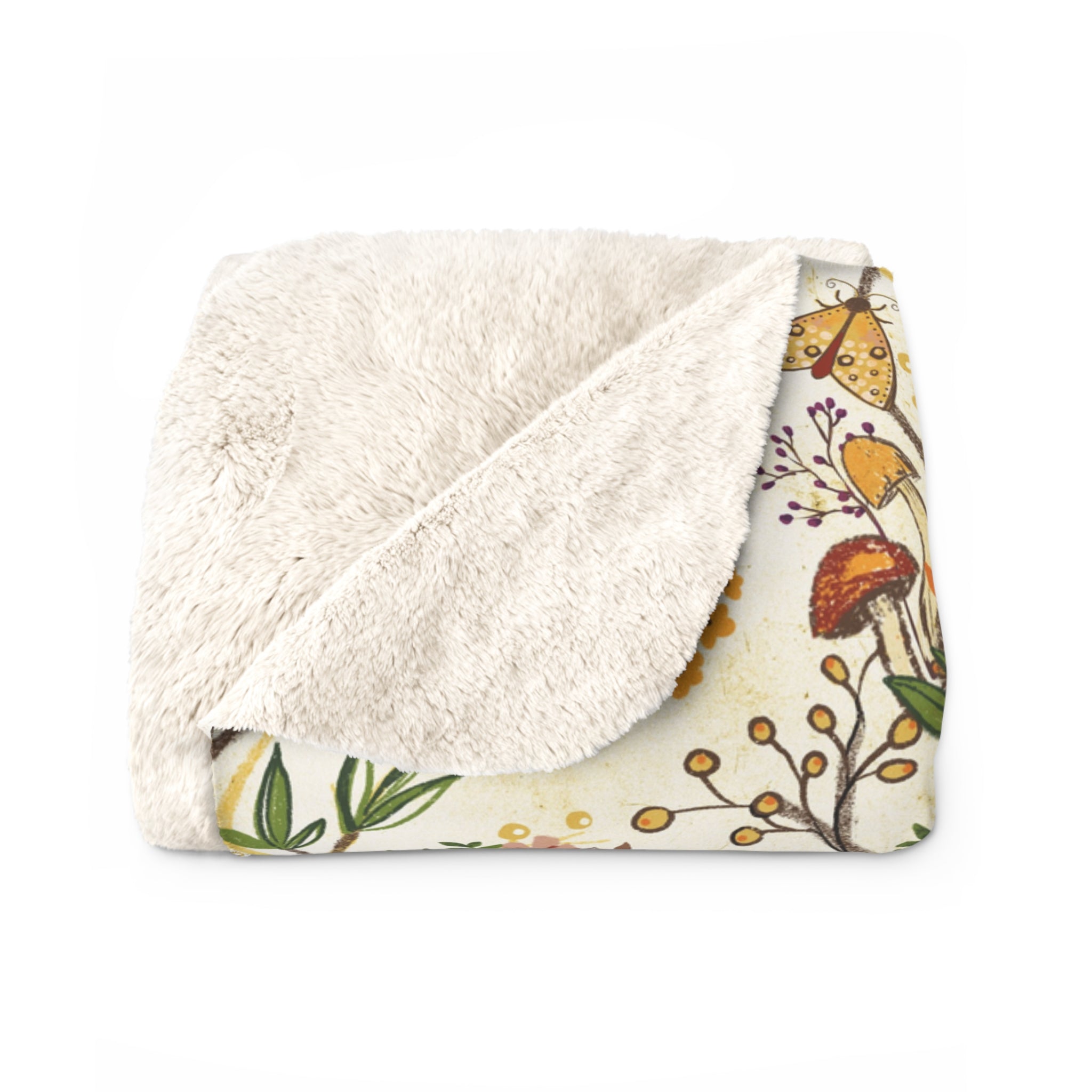 Cat in Autumn Woods Sherpa Fleece Blanket