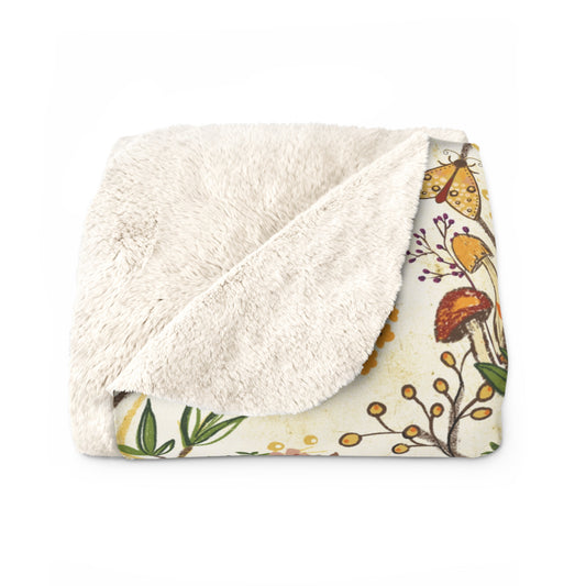 Cat in Autumn Woods Sherpa Fleece Blanket