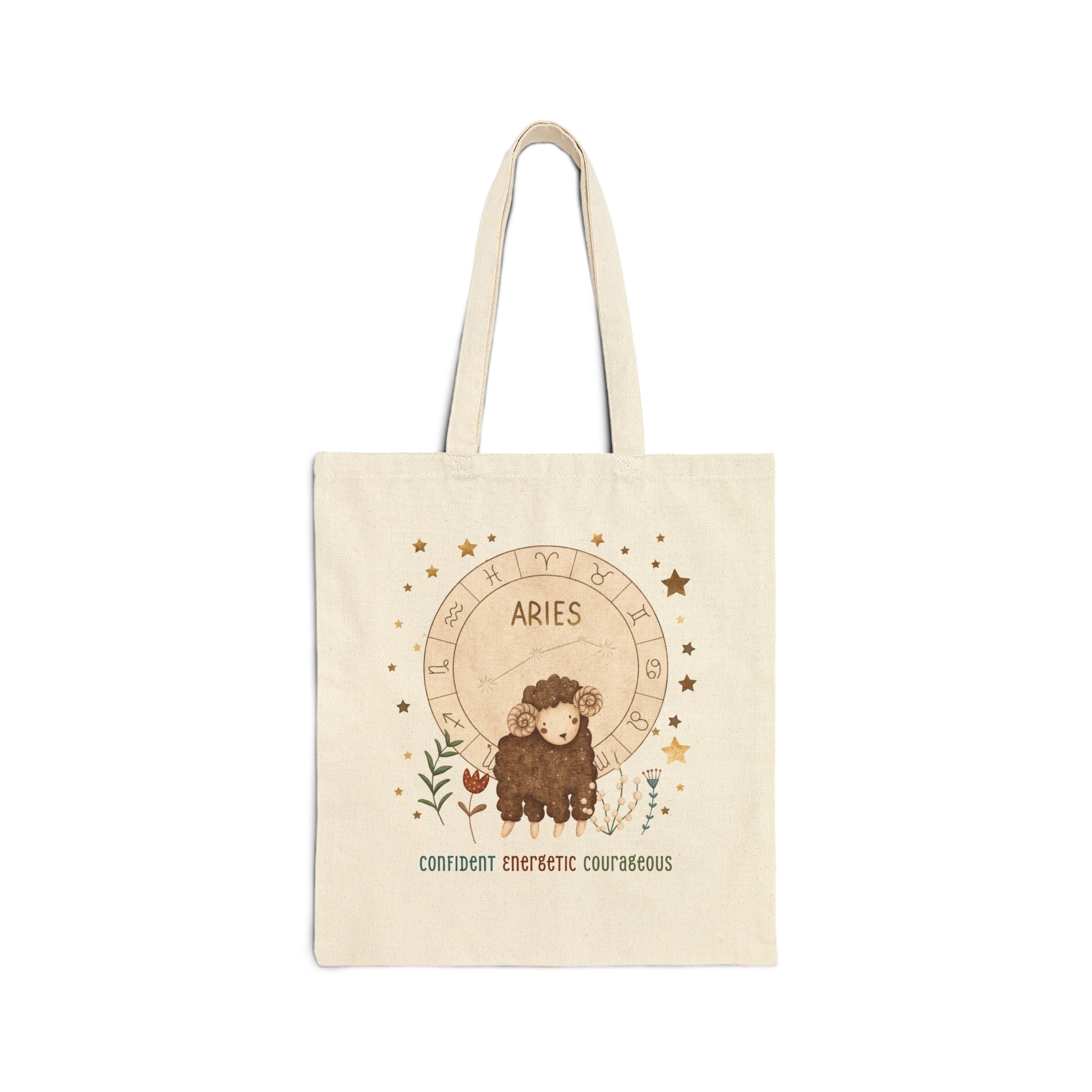 Aries Zodiac Sign Canvas Tote Bag