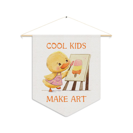 cool kids make art poster with cute duck 