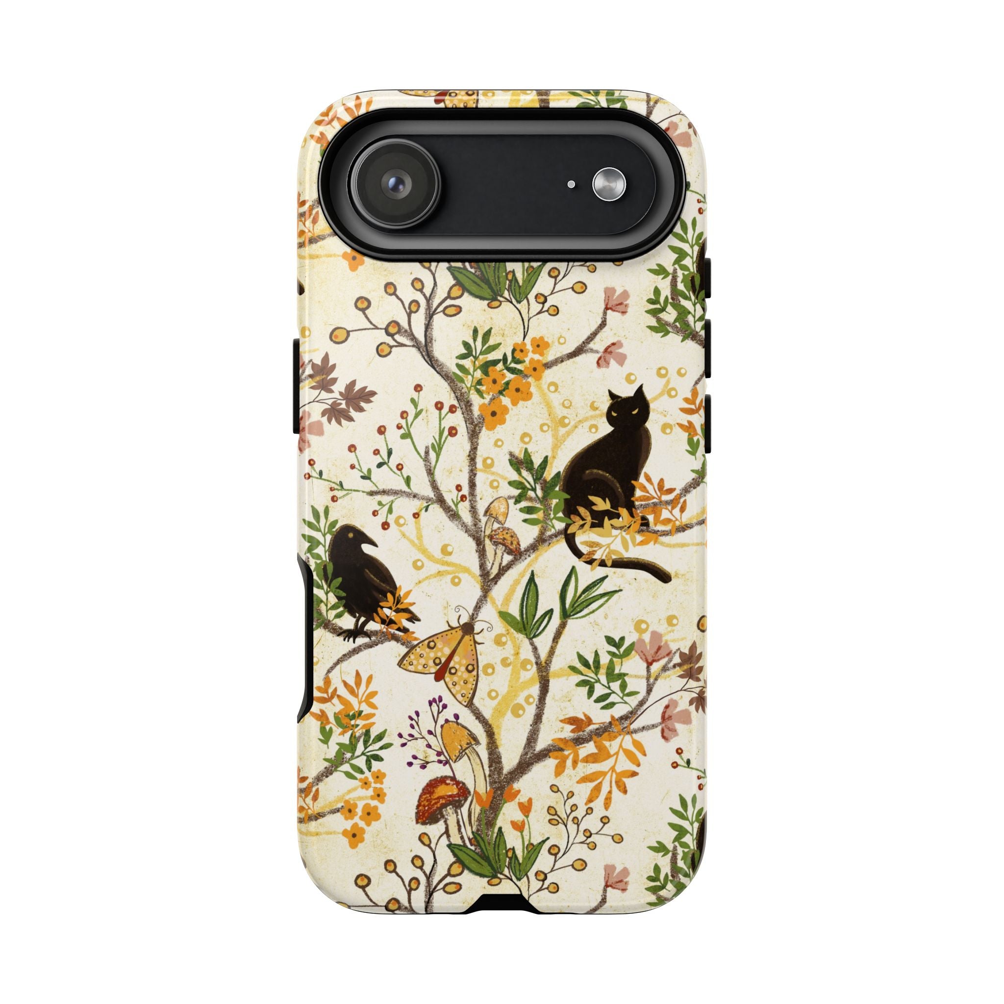 Cat and Raven Spooky Autumn Woods Pattern Phone Case