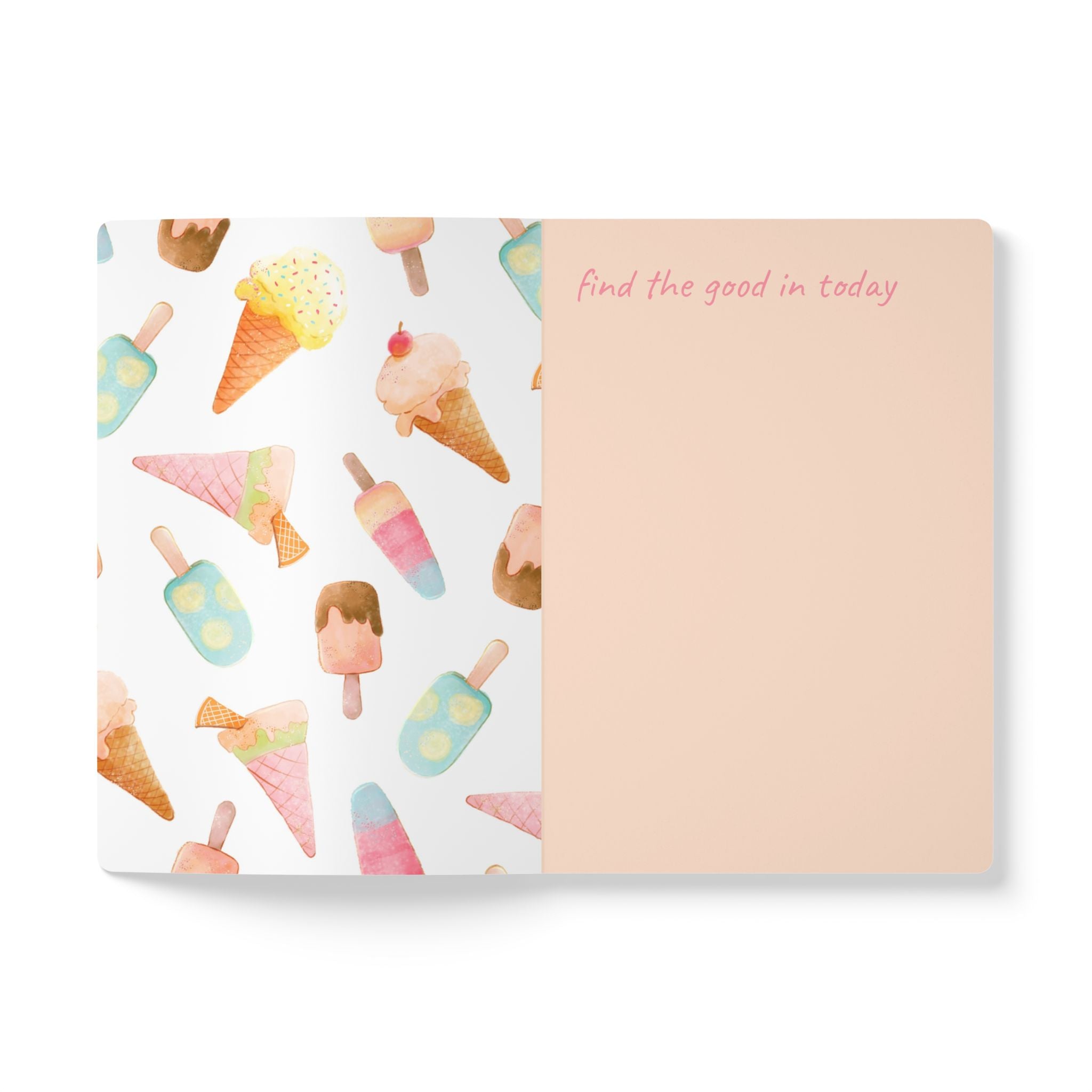 Ice Cream Pattern Softcover Journal — Personalized Name Notebook