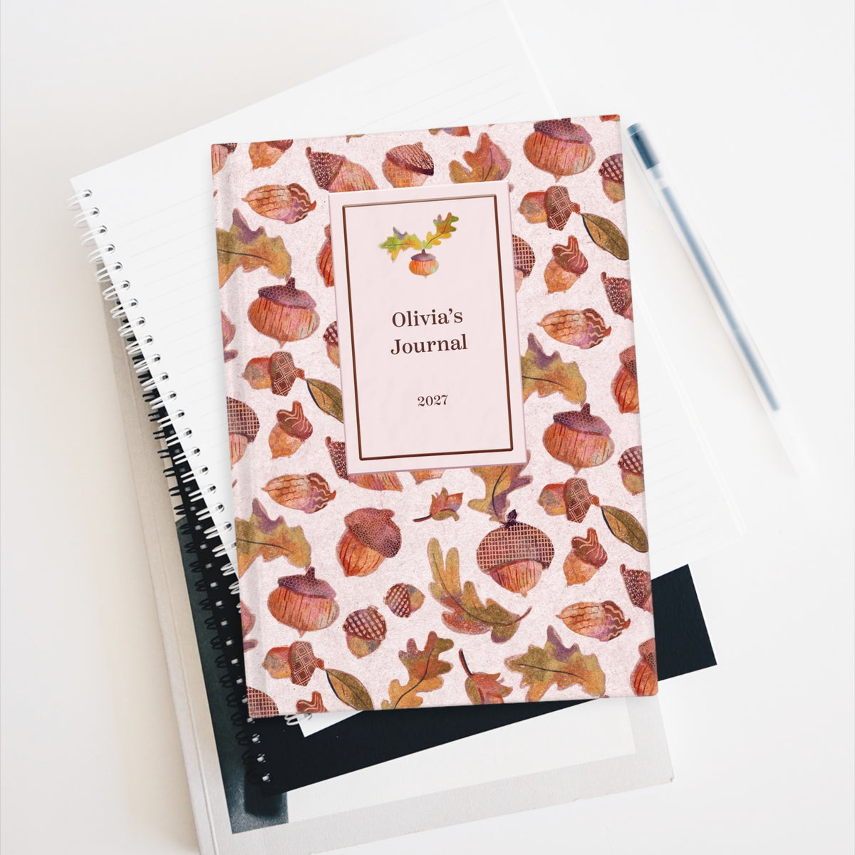 Rustic Autumn Acorn Personalized Journal Sketchbook