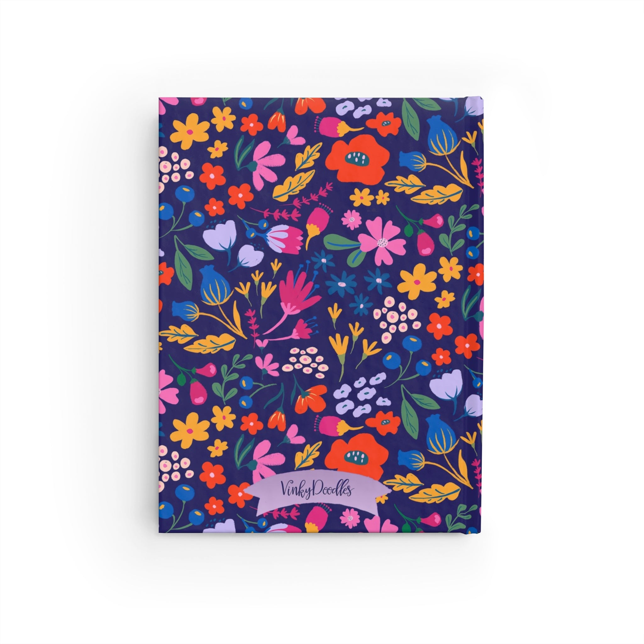 Vibrant Modern Floral Personalized Journal Navy