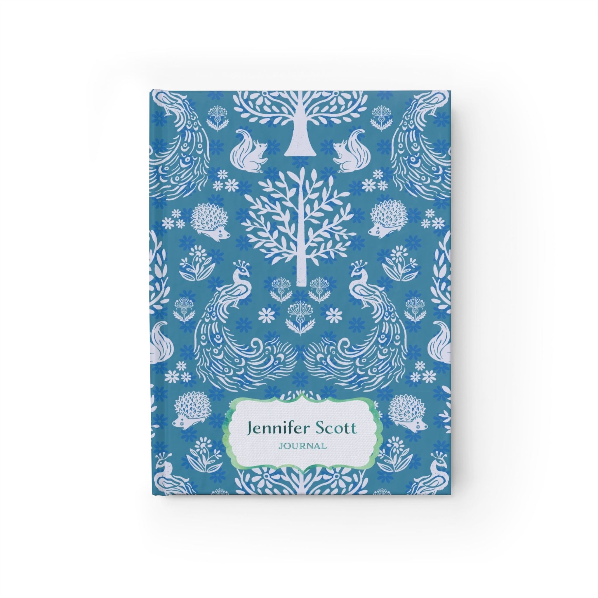 Peacock Garden Personalized Journal Blue